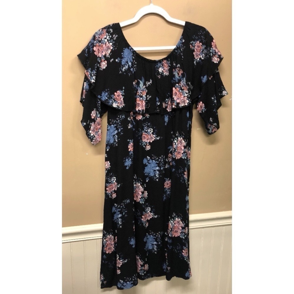 Nyla & Noelle Kesha Black Floral Oversized Dress Size S NWT